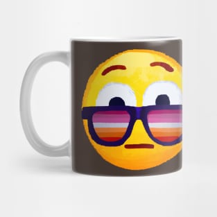 Emoji with Lesbian Flag Sunglasses Mug